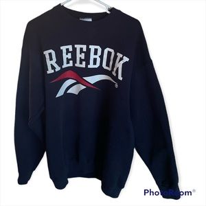 Reebok Crewneck Mens L Navy Blue Logo Vintage Casual Athletic Lounge Gym Work